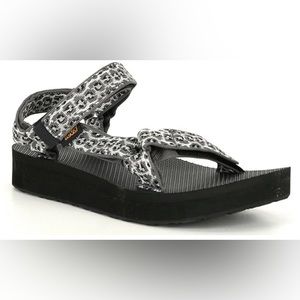 Teva RARE Black Leopard Platform Sandal Sz 8